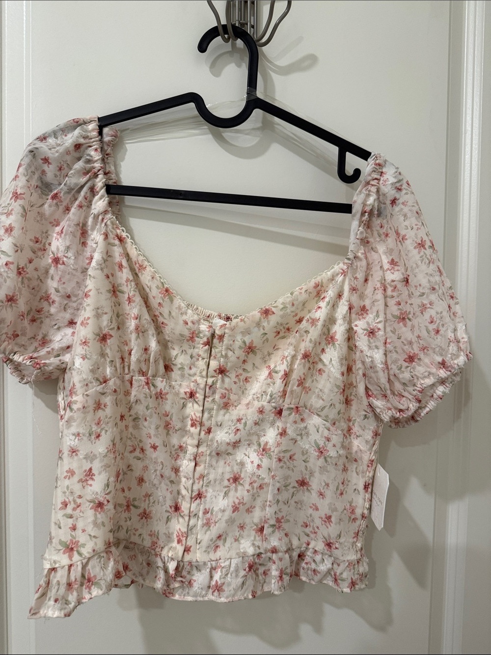 Altar'd State Cream Crop Top with Pink Floral Print